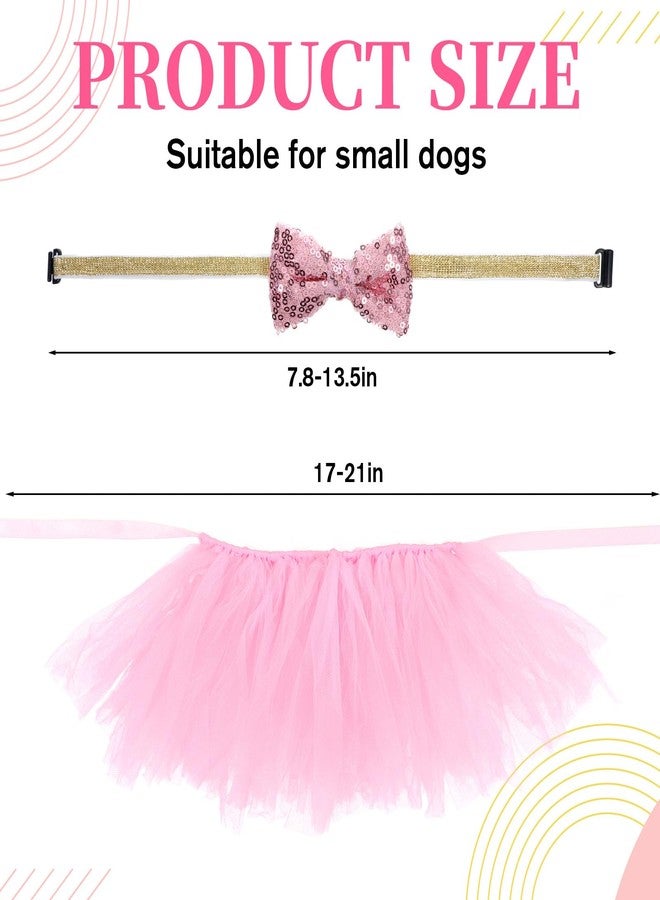 Zelphvt Dog Tutu Pink Tulle Tutu for Dogs Ballet Skirt for Small Medium Dogs Adjustable Pet Costume Puppy Dress with Pink Bow Dog Collar for Birthday Wedding Halloween Photo Props - Image 2